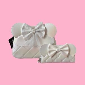 Loungefly Minnie Mouse Wedding Crossbody Bag + Wallet